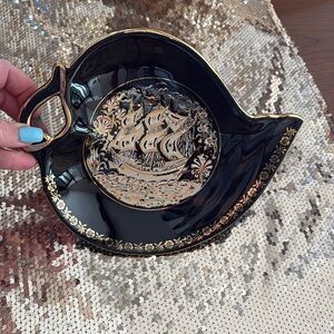 Hand painted with 24K gold display Rhodes Island candy dish/display piece Greece